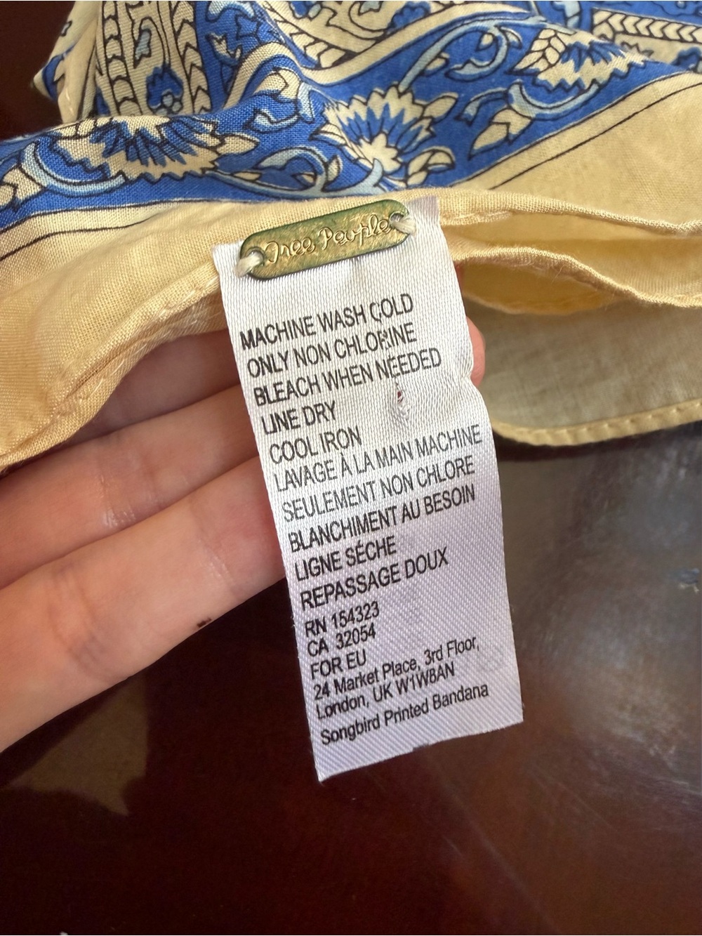 Free People Blue and White Floral Bandana Scarf - Picture 4 of 4